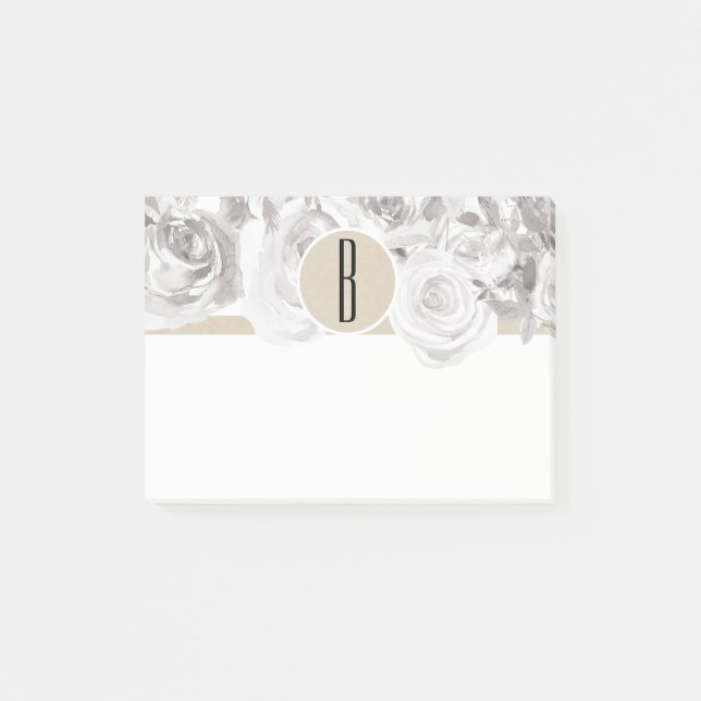 Weiße rustikale Rose Shabby Chic Elegante Post-it Klebezettel (Vorderseite)