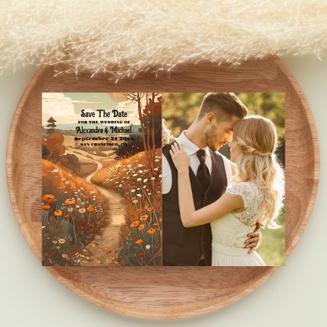 Weiße Rustikale Wildblume Wiesen Hochzeit Save The Date (Von Creator hochgeladen)