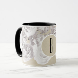 Weiße rustikale Winter-Rose Shabby Chic Kraft Tasse