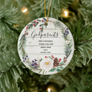 Weiße Rustikale Winterferien Blume Godeltern Weih Keramik Ornament