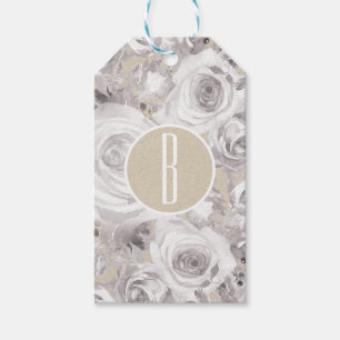 Weiße Rustikale Winterrosen Hochzeit Elegantes Gas Geschenkanhänger