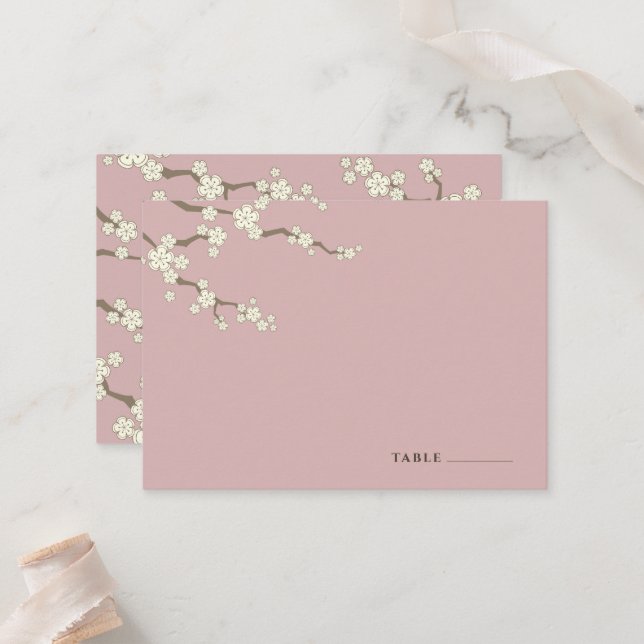 Weiße Sakura Blume Kirschblüten Chic Hochzeit Platzkarte (Vorderseite/Rückseite Beispiel)