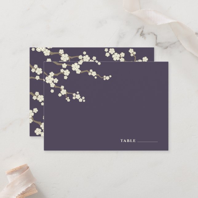 Weiße Sakura Blume Kirschblüten Chic Hochzeit Platzkarte (Vorderseite/Rückseite Beispiel)