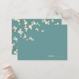Weiße Sakura-Blüten Kirschblüten Schicke Hochzeit Platzkarte