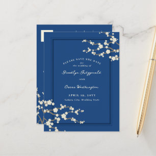 Weiße Sakura-Kirschblüten Asiatische Hochzeitseinl Ankündigungspostkarte