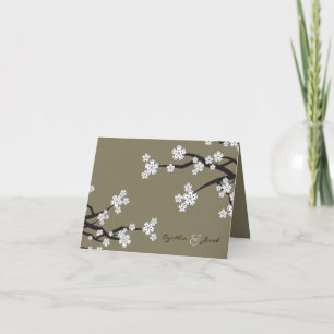 Weiße Sakura-Kirschblüten Hochzeits-Dankeschön Dankeskarte