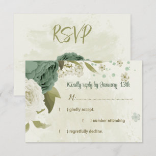 Weiße Salbei-Blume-Hochzeit RSVP Karte
