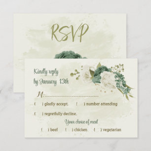 Weiße Salbei-Blume-Hochzeit RSVP Karte