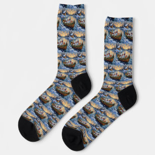 Weiße Samojeden Weihnachtsboot Feiertage Socken