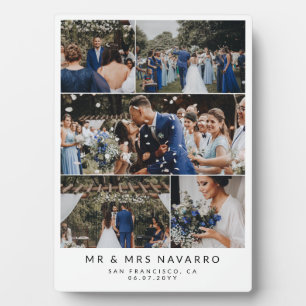 Weiße saubere Mr & Mrs Hochzeitsfoto-Collage Fotoplatte