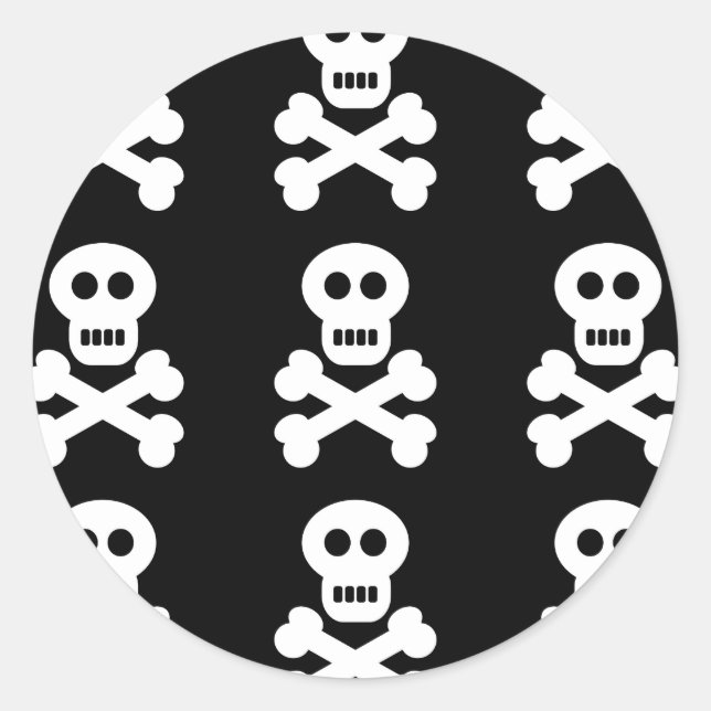 Weiße Schädel Runder Aufkleber (Vorderseite)
