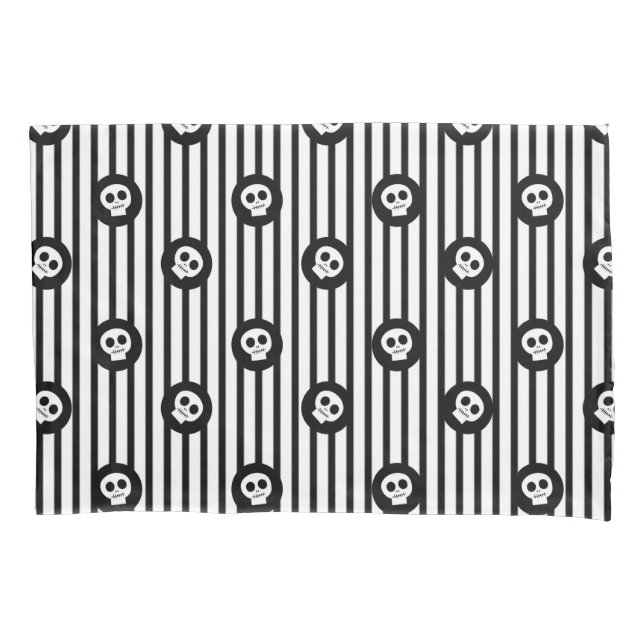 Weiße Schädel Schwarzer & Weißer Schädel Kissenbezug (Vorderseite)