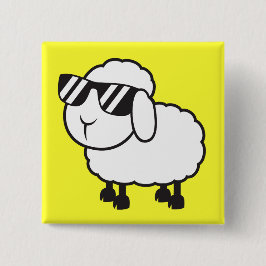 Weiße Schafe im Sonnenbrille-Cartoon Button