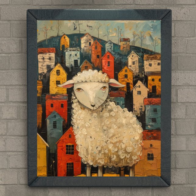 Weiße Schafe in der Stadt Kunst Ölgemälde Poster (Von Creator hochgeladen)