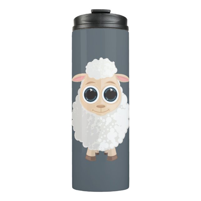 Weiße Schafe Thermosbecher (Vorderseite)