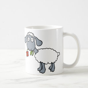 Weiße Schafe Zwei süße Lämmer mit roten Blumen Tasse