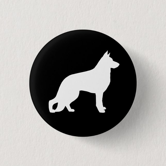 Weiße Schäferhund-HundeSilhouette Button (Vorderseite)