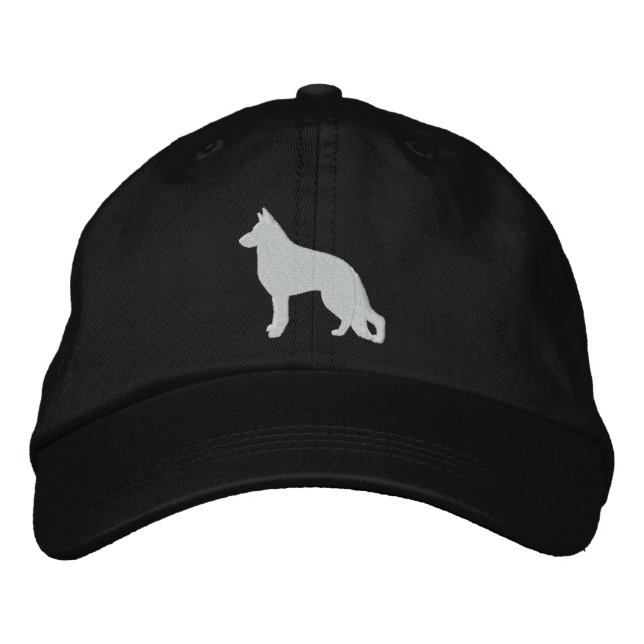 Weiße Schäferhunde Silhouette GSD Cool K9 Bestickte Kappe (Vorderseite)