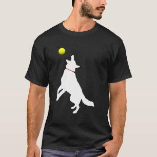 Weiße Schafhirte Dog Gsd fängt gelbe Zehn T-Shirt