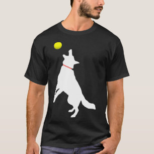 Weiße Schafhirte GSD Fangen gelb T-Shirt
