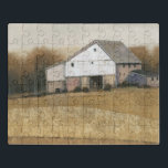 Weiße Scheunen-Ansicht Puzzle<br><div class="desc">Weiße Scheunen-Ansicht I durch Tim OToole. Kennzeichnet eine schöne weiße Scheune, die unter Bäumen in der Landschaft nestled ist.</div>