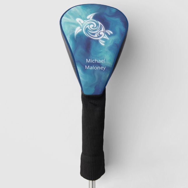 Weiße Schildkröten im Wasser des blauen Ozeans Golf Headcover (Vorderseite)