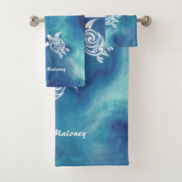 Weiße Schildkröten im Wasser des blauen Ozeans Nam Badhandtuch Set