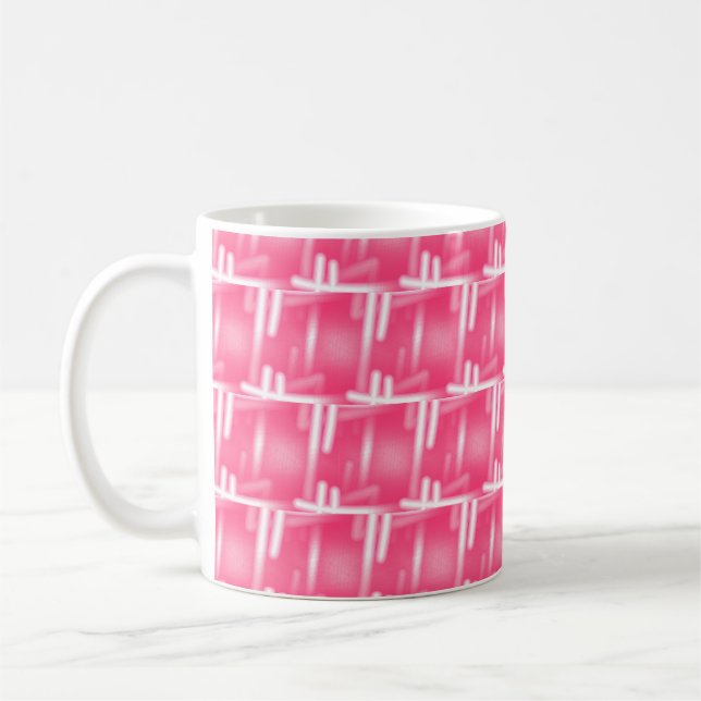 Weiße Schlaganfälle auf Rosa Kaffeetasse (Links)