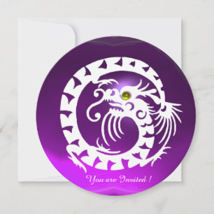 WEIßE SCHLANGE DRACHEN LILA AMETHYST-EDELSTEIN EINLADUNG