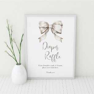 Weiße Schleife Vintage-Windel-Raffle  Poster