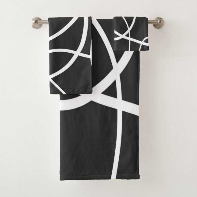 Weiße Schleifen gegen schwarzen Hintergrund Badhandtuch Set (Insitu)