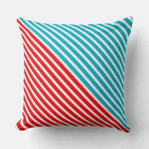 Weiße schmale Streifen + Ihre Rückseite Farbe & Id Kissen