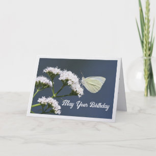 Weiße Schmetterling auf Blumen Geburtstagskarte Karte