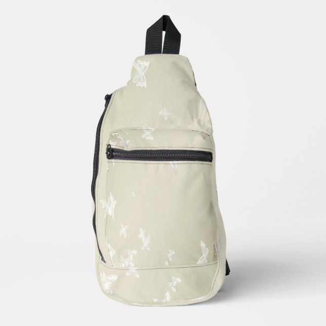 Weiße Schmetterlinge Crossbody Bag (Vorderseite)