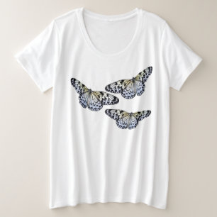 Weiße Schmetterlinge für das weibliche Plus-T-Shir Große Größe T-Shirt