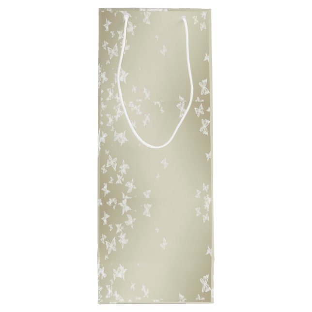 Weiße Schmetterlinge Geschenktüte Für Weinflaschen (Rückseite)