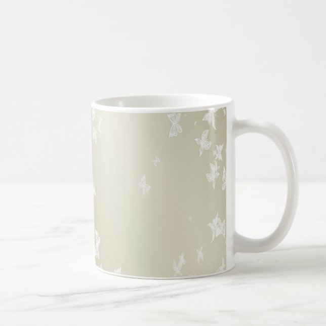 Weiße Schmetterlinge Kaffeetasse (Rechts)