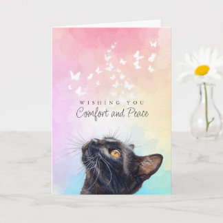 Weiße Schmetterlinge Regenbogen Schwarze Katze Ver Karte