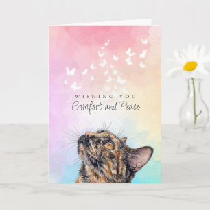 Weiße Schmetterlinge Regenbogen Tortie Katze Verlu Karte
