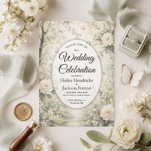 Weiße Schmetterlings-Frühlingsgarten-Hochzeitseinl Einladung