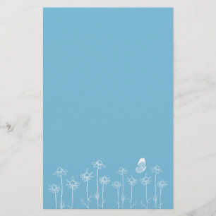 Weiße Schmetterlingskamomile-Blume Zeichnend Briefpapier