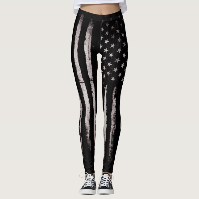 Weiße Schmutz-amerikanische Flagge Leggings (Vorderseite)