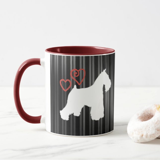 Weiße Schnauzer-Kaffee-Tasse Tasse (Mit Donut)