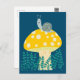 Weiße Schnecke auf Magischen Pilz Niedlich Postkarte (Vorne/Hinten)