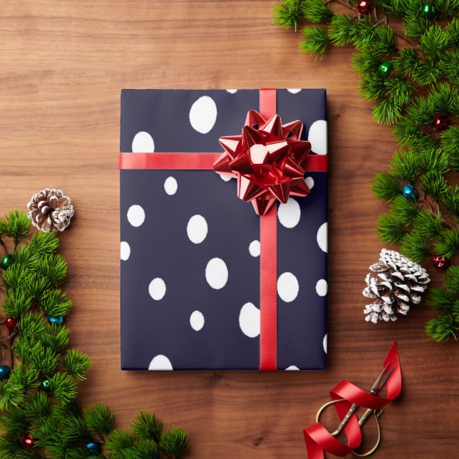 Weiße Schnee-Punktmuster-Satin Geschenkpapier (Feiertagsgeschenk)