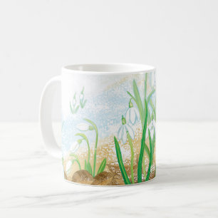 Weiße Schneeabfälle, Galanthus nivalis Illustratio Kaffeetasse