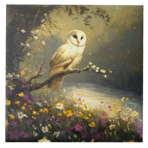 Weiße Schneeauge Wildblumen Kunst Fliese