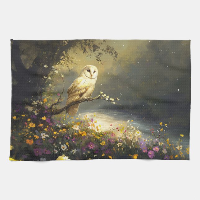 Weiße Schneeauge Wildblumen Kunst Geschirrtuch (Horizontal)