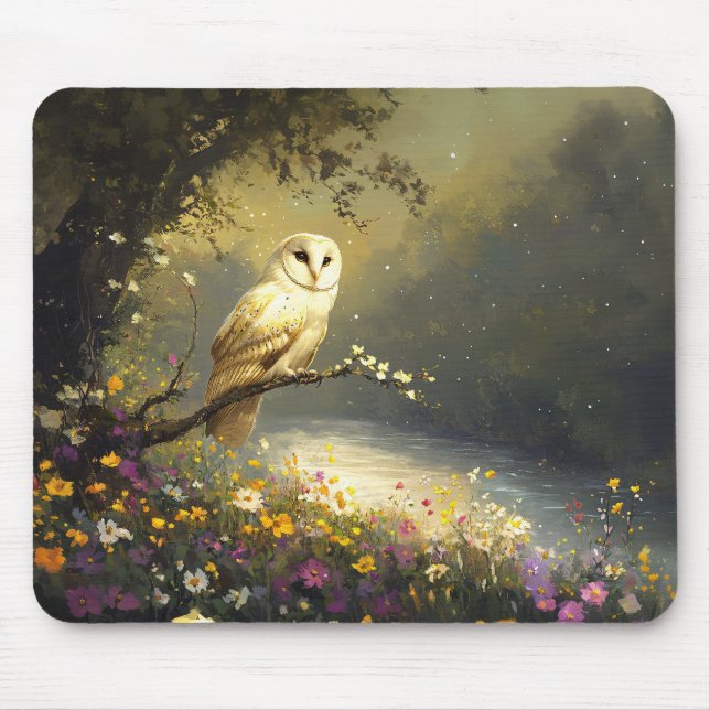 Weiße Schneeauge Wildblumen Kunst Mousepad (Vorne)