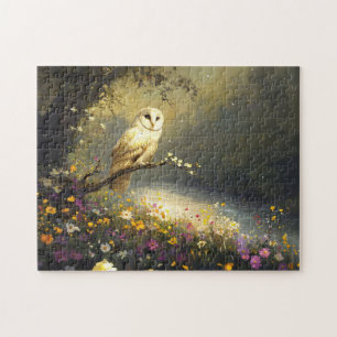 Weiße Schneeauge Wildblumen Kunst Puzzle
